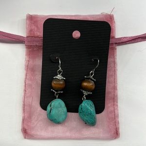Turquoise Beaded Earrings w/Hook Back
